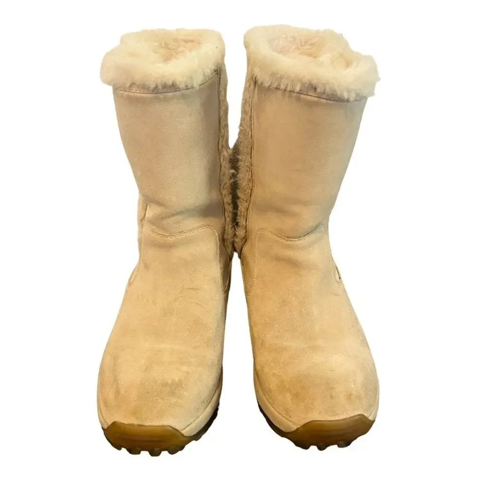 L.L. BEAN Faux Shearling Waterproof Slip On Winter Boots in Cream KIDS 6